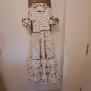 Traje Flamenca Lunares Negro Blanco Talla Única