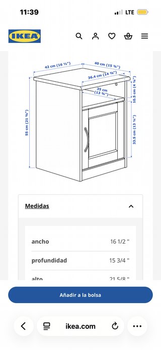 Juego 2 mesitas noche Ikea Songesand