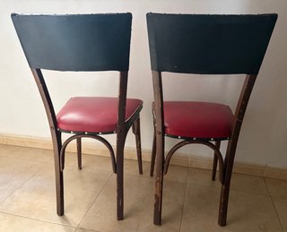 Pareja Sillas Vintage Piel Sintética Madera