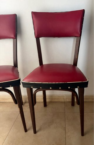 Pareja Sillas Vintage Piel Sintética Madera