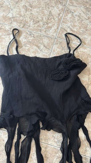 Top Zara Negro Flores