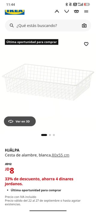 Cesta de alambre HJÄLPA IKEA blanca