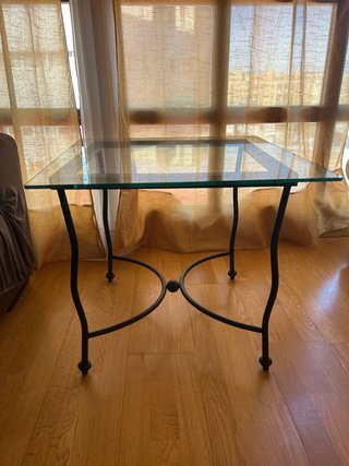 Mesa cristal y acero negra