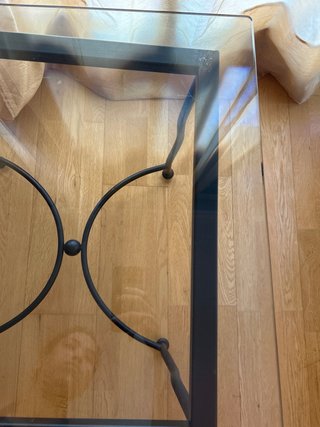 Mesa cristal y acero negra