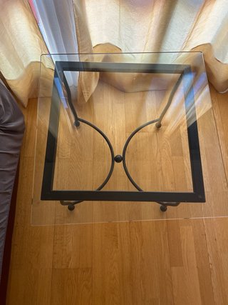 Mesa cristal y acero negra