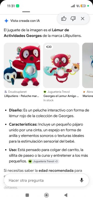 Peluche interactivo George el lémur