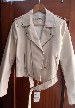 Cazadora Biker AFTY BASIC Beige Talla M