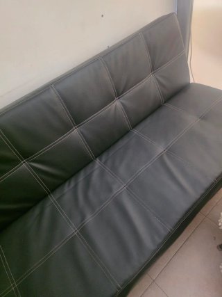 Sofá Cama Piel Sintética Negro