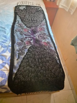 Chal/Estola Terciopelo y Seda Pavos Reales