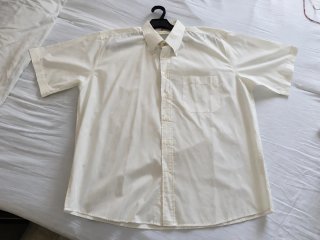 Camisa crema manga corta.