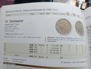 Moneta Italia 1936 C.10 lotto 2