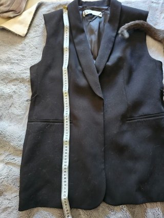 Chaleco Blazer Largo Zara Talla XL Negro