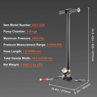 Bomba de Mano PCP, 3 Etapas, 30Mpa 4500 PSI Bomba