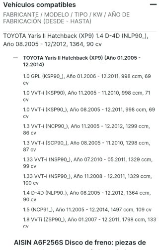 Juego 2 discos freno Aisin Toyota Yaris