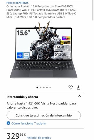Portátil BENIRROS 15.6 Core i3 16GB RAM 512GB SSD