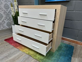 Cómoda 98cm Madera y Blanco