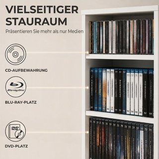 CD-/DVD-Regal, 9 Ebenen, schmales Standregal mit 6