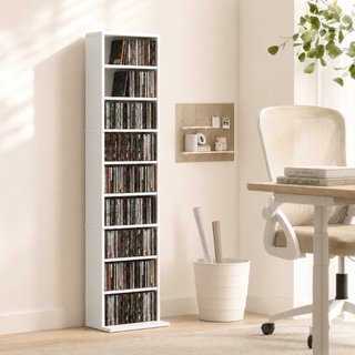 CD-/DVD-Regal, 9 Ebenen, schmales Standregal mit 6