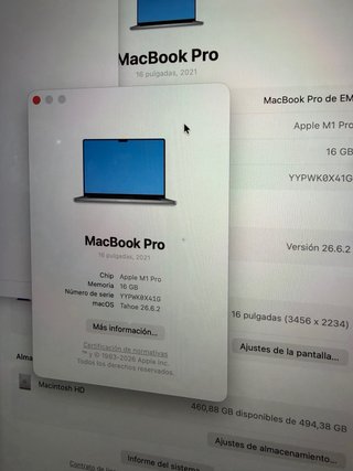 MacBook Pro M1 Pro 2021 16” 16GB RAM 500GB SSD
