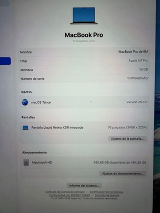MacBook Pro M1 Pro 2021 16” 16GB RAM 500GB SSD