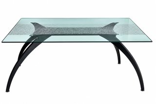 Mesa de cristal y metal moderna