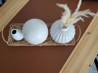 Centro de mesa decorativo cerámica y mimbre
