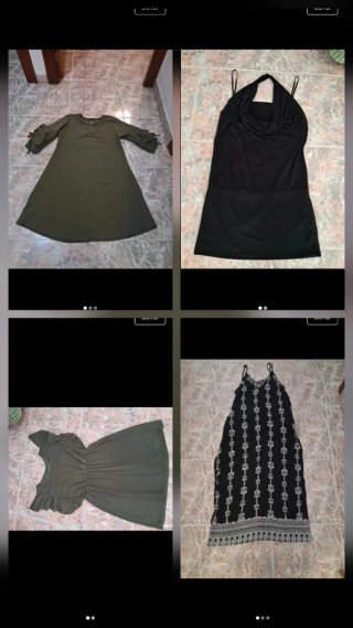 Lote de 4 vestidos (negro y verde militar)