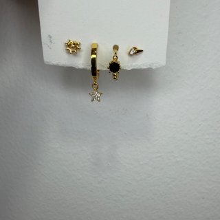 Set 4 Pendientes Plata Baño Oro