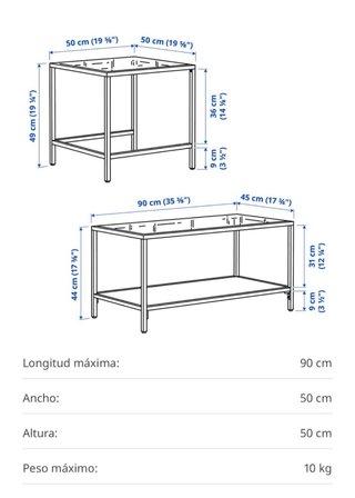 Mesa centro metal blanco y cristal Vittsjo