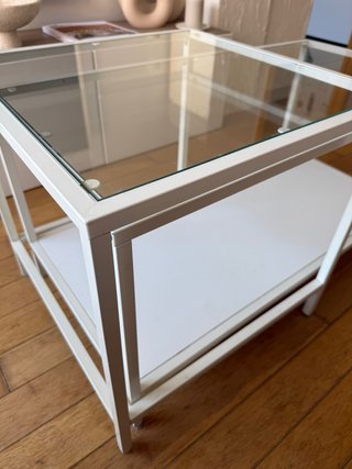Mesa centro metal blanco y cristal Vittsjo