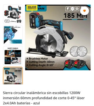 Sierra Circular Inalámbrica 1200W