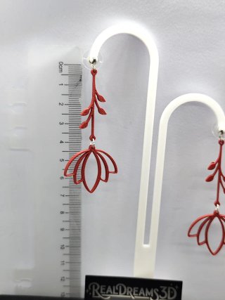 Pendientes flor roja 3D