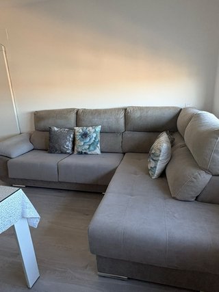 Sofá Chaise Longue Rinconera Beige/Gris