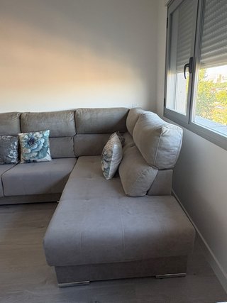 Sofá Chaise Longue Rinconera Beige/Gris