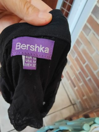 Camisa Bershka Transparente Negra Talla M