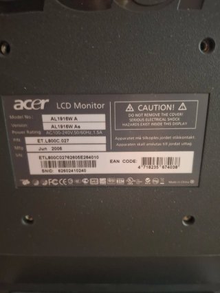 Monitor Acer AL1916W Negro/Plata