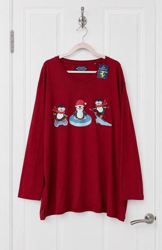 Ulla Popken Camiseta Manga Larga Pingüinos