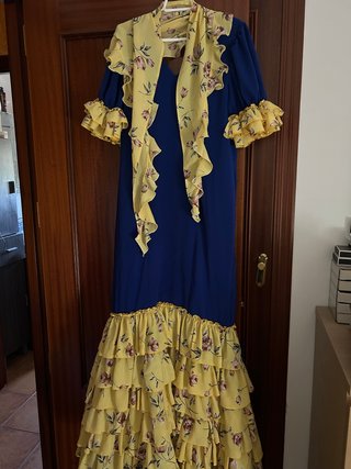 Traje Flamenca Azul y Amarillo