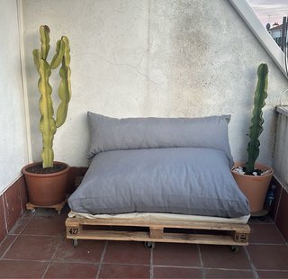 Cojines para sofá de exterior. Color gris perla