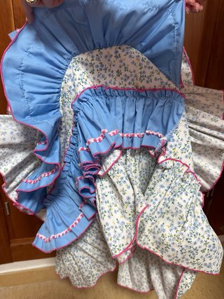 Traje Flamenca Niña Azul y Rosa como nuevo.