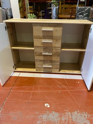 Aparador auxiliar blanco y madera
