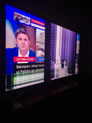 TV 75 con golpe en pantalla