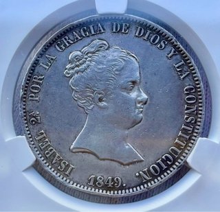 Moneda PLATA 20 Reales 1849 Madrid. Isabel II XF40