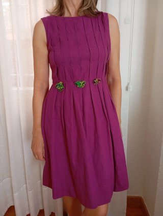 Vestido midi lino morado