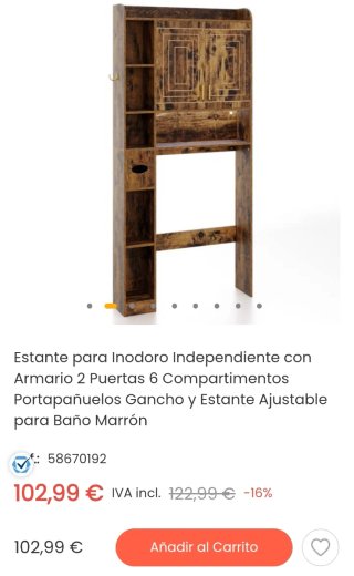 Costway Estante para Inodoro Independiente Armario