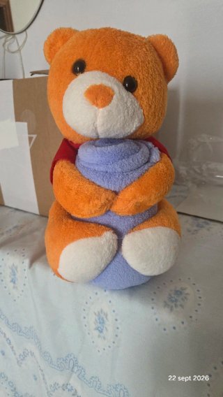 Peluche Oso Naranja con manita para bebe