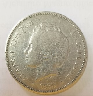 Moneda Alfonso XIII 5 Pesetas 1893 (Rara tirada)