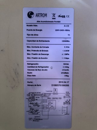 Aire Acondicionado Portátil Artrom 12000 BTU