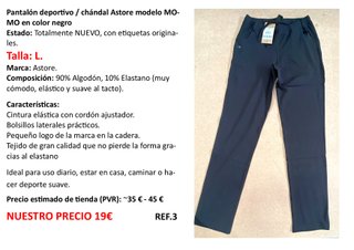 Pantalón Chándal Astore MO Negro Talla L Nuevo