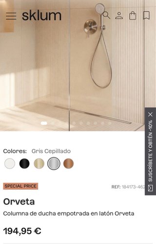 Columna Ducha Empotrada Gris Cepillado Sklum